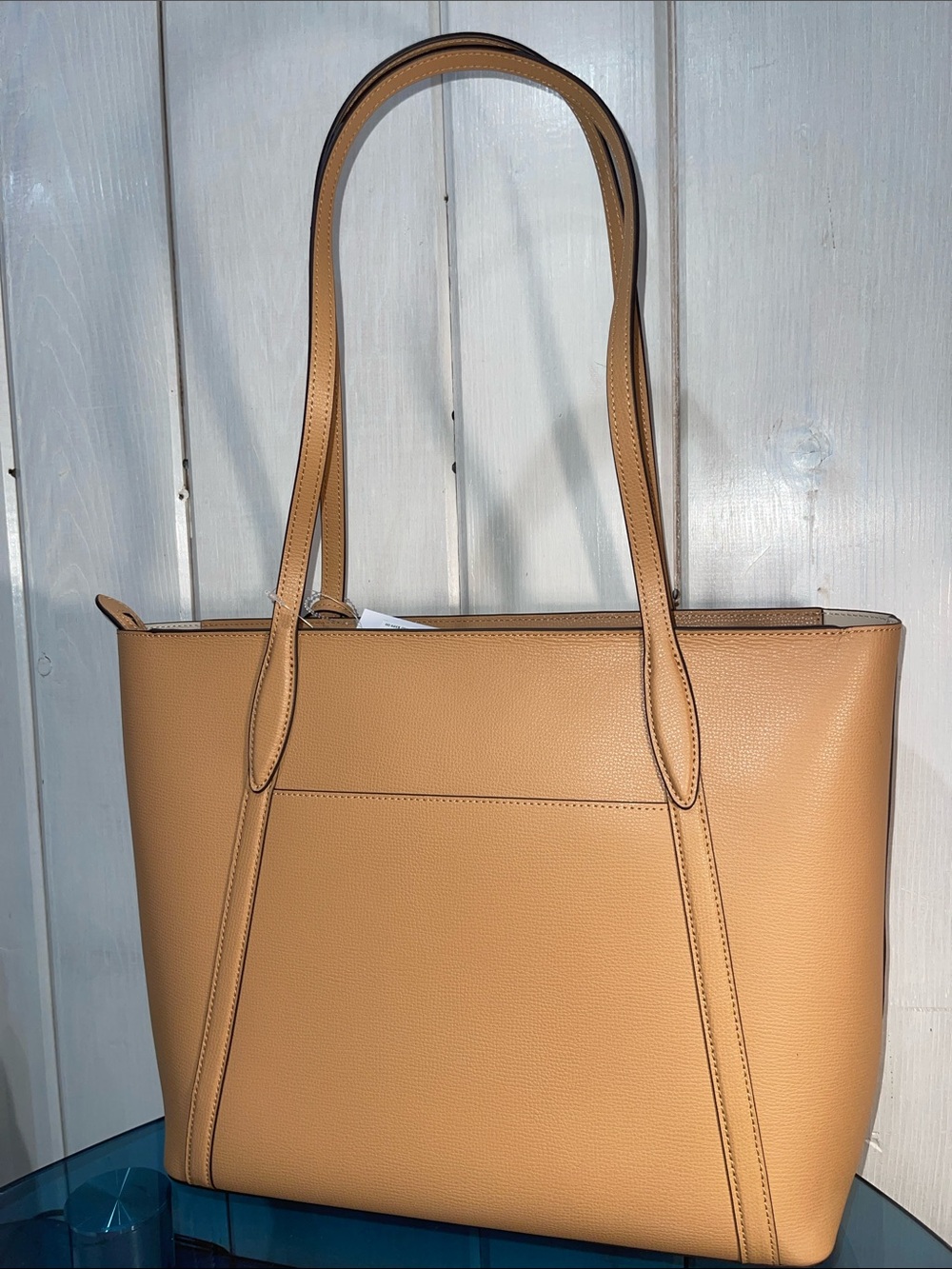 Kate Spade ♠️ Cara Refined Grain Leather Large Tote with Luggage Tag Accent NWT - Picture 4 of 10